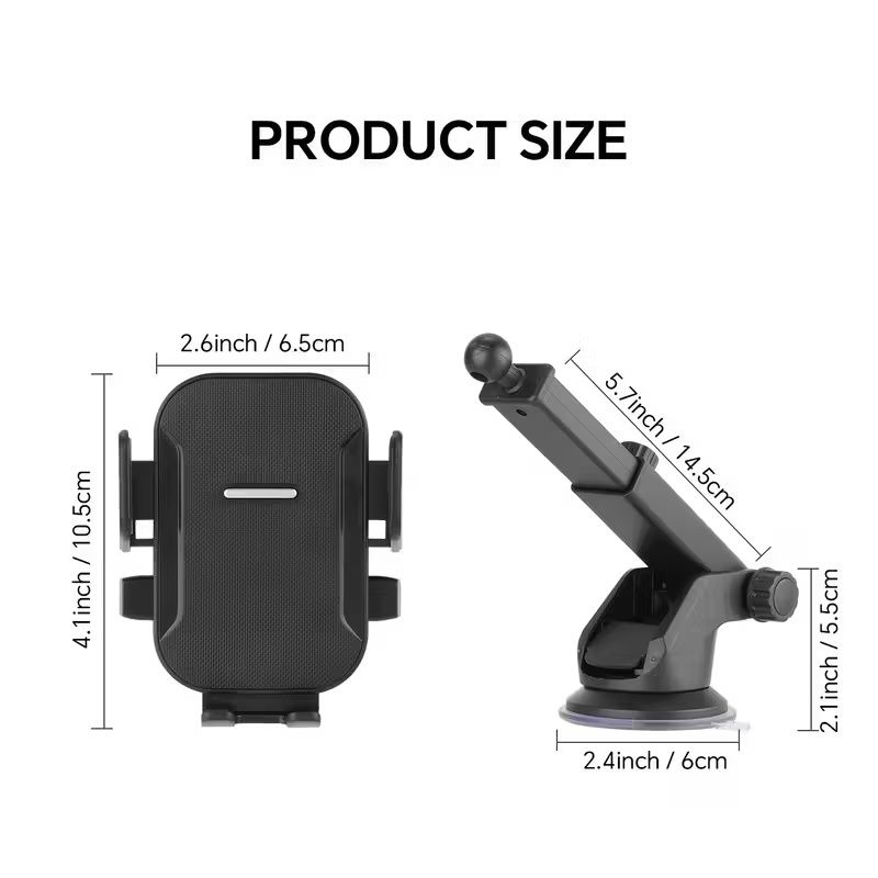 Upgraded Car Phone Holder - Adjustable Arm with Ergonomic Grip, Strong Suction Cup And Elliptical Design, Compatible with iPhone, Samsung, Android Smartphones, General Motors, Fashion Accessories