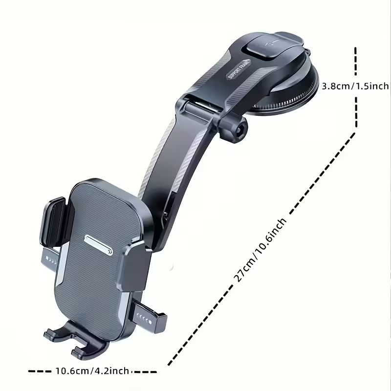 Upgraded Car Phone Holder - Adjustable Arm with Ergonomic Grip, Strong Suction Cup And Elliptical Design, Compatible with iPhone, Samsung, Android Smartphones, General Motors, Fashion Accessories