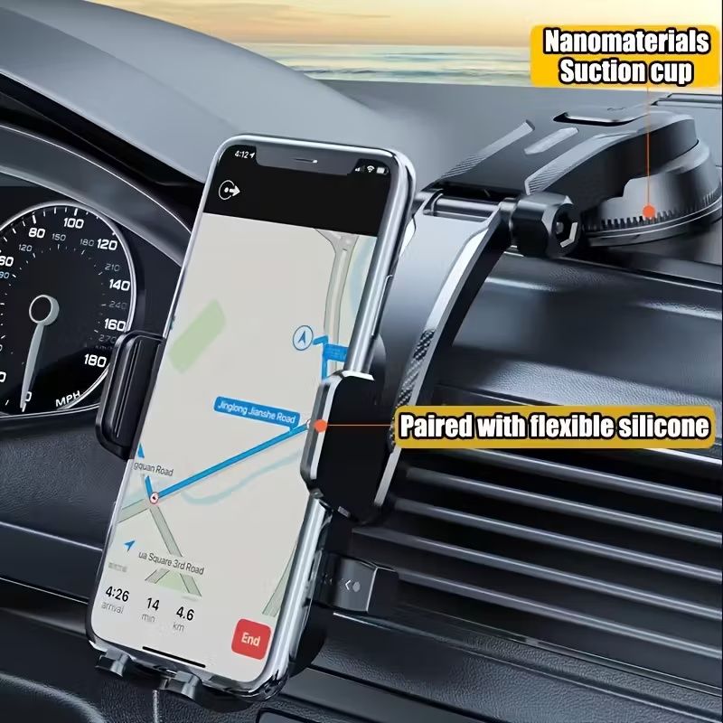 Upgraded Car Phone Holder - Adjustable Arm with Ergonomic Grip, Strong Suction Cup And Elliptical Design, Compatible with iPhone, Samsung, Android Smartphones, General Motors, Fashion Accessories