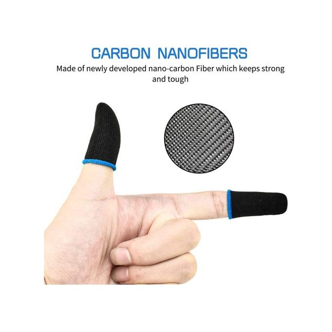 10pcs Gamer Finger Sleeves Carbon Compression Support Thumb Gloves Touchscreen Finger Cover Anti Sweat Mobile Phone Tablet Gaming Stabilizer for All Touchscreen Devices