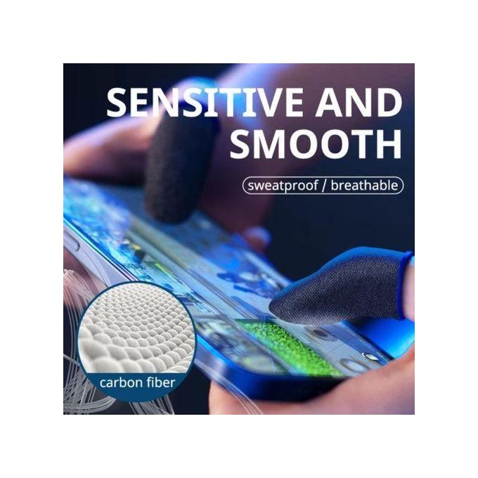 10pcs Gamer Finger Sleeves Carbon Compression Support Thumb Gloves Touchscreen Finger Cover Anti Sweat Mobile Phone Tablet Gaming Stabilizer for All Touchscreen Devices