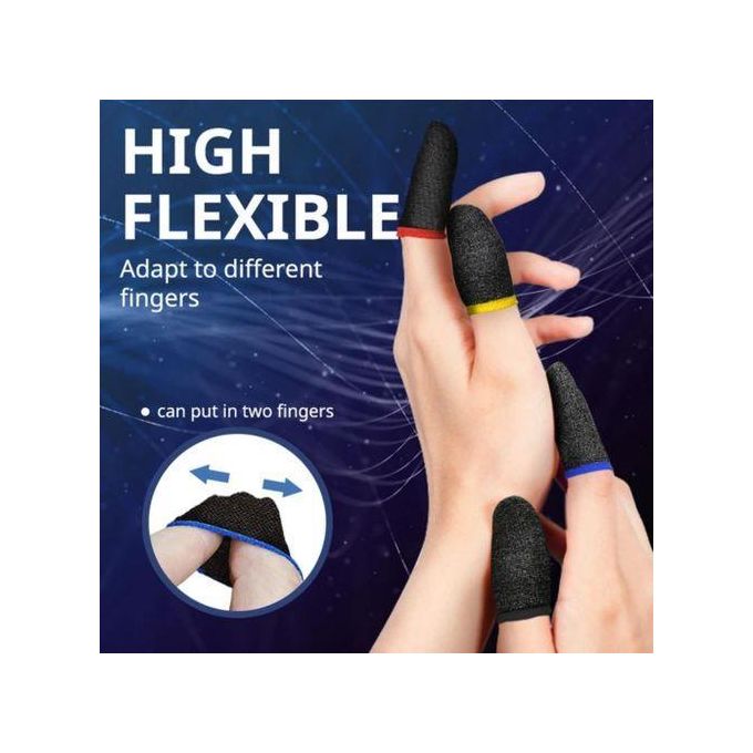 10pcs Gamer Finger Sleeves Carbon Compression Support Thumb Gloves Touchscreen Finger Cover Anti Sweat Mobile Phone Tablet Gaming Stabilizer for All Touchscreen Devices
