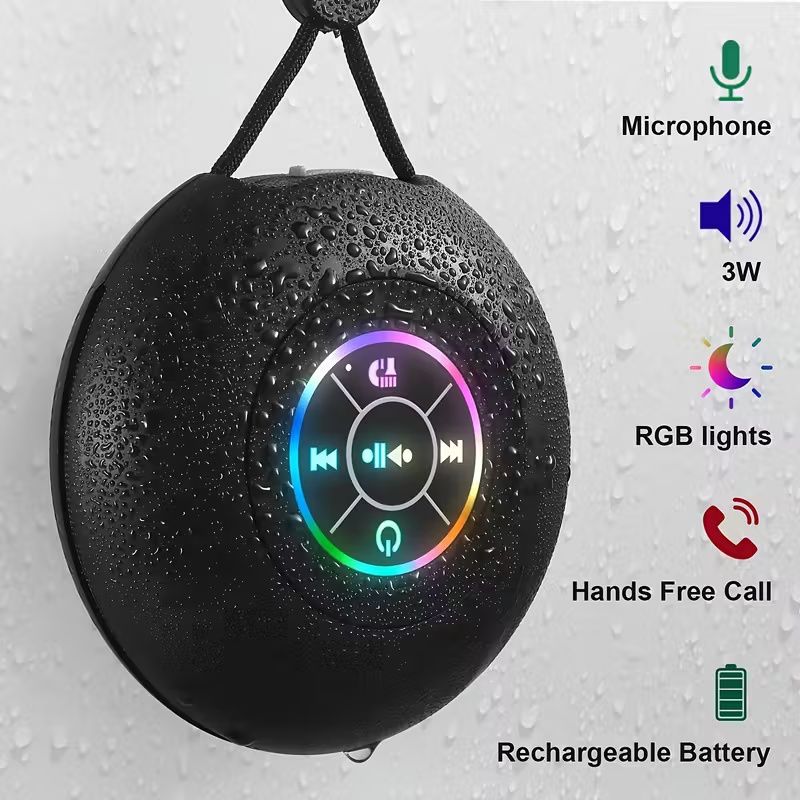 Portable Wireless Speaker, Outdoor Sports Lanyard Wireless Speaker, USB Rechargeable Black Speaker, Playback Time Of 2 Hours, 3.7V/400mAh Battery 5.0 Wireless Version, Suitable For Parties, Bathrooms