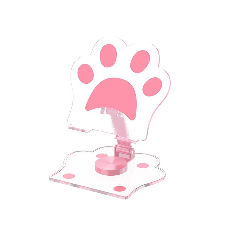 【Final Clearance】Adjustable Cat Claw Acrylic Phone Holder Stand - Foldable Retractable Multi-Functional Tablet & Phone Stand with Paw Print Design, Portable for Live Streaming, Video Calls