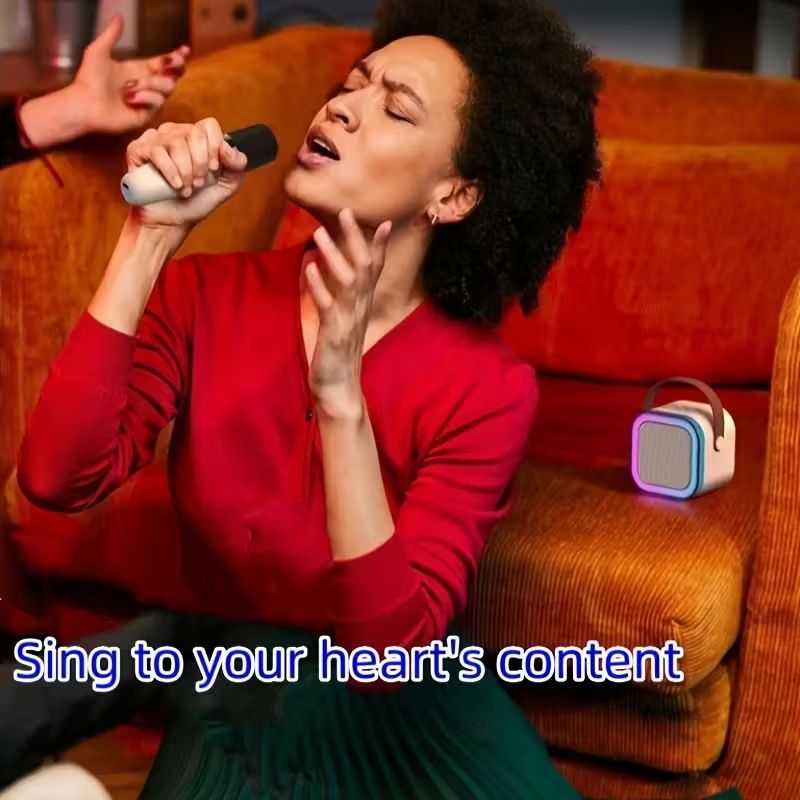 Portable Wireless Karaoke Speaker with Dual Microphones - Wireless, USB-C Rechargeable, Long Battery Life, Compact Design for Singing, Parties & Home Use, Wireless Karaoke Machine, Party Sound System