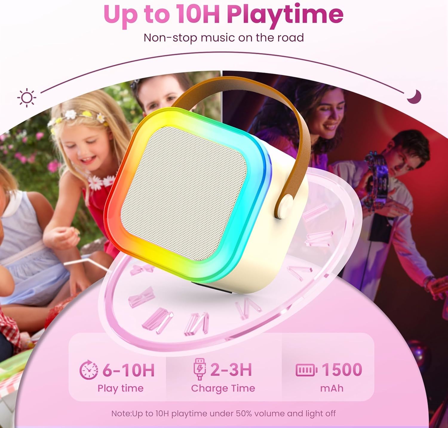 Portable Wireless Karaoke Speaker with Dual Microphones - Wireless, USB-C Rechargeable, Long Battery Life, Compact Design for Singing, Parties & Home Use, Wireless Karaoke Machine, Party Sound System