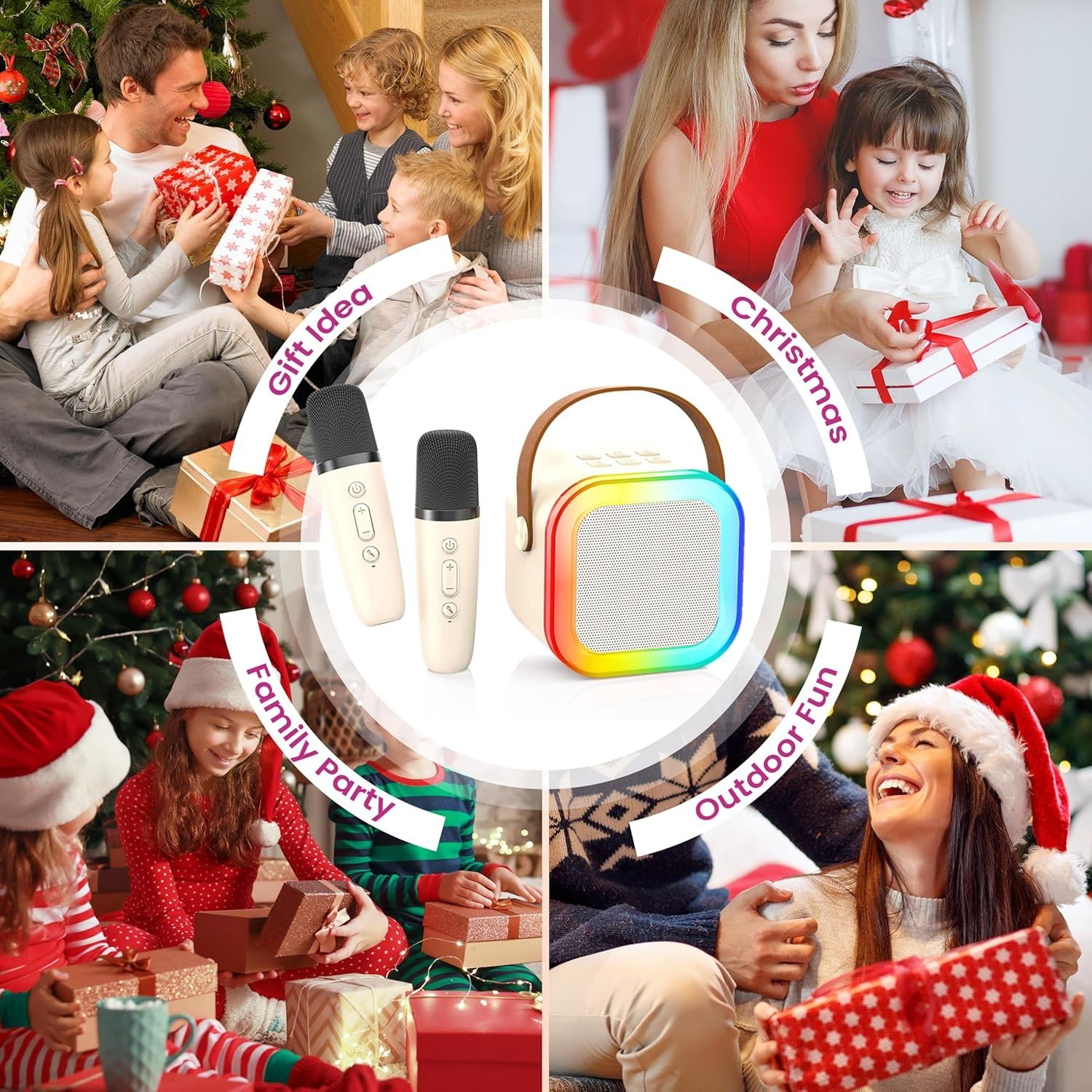 Portable Wireless Karaoke Speaker with Dual Microphones - Wireless, USB-C Rechargeable, Long Battery Life, Compact Design for Singing, Parties & Home Use, Wireless Karaoke Machine, Party Sound System