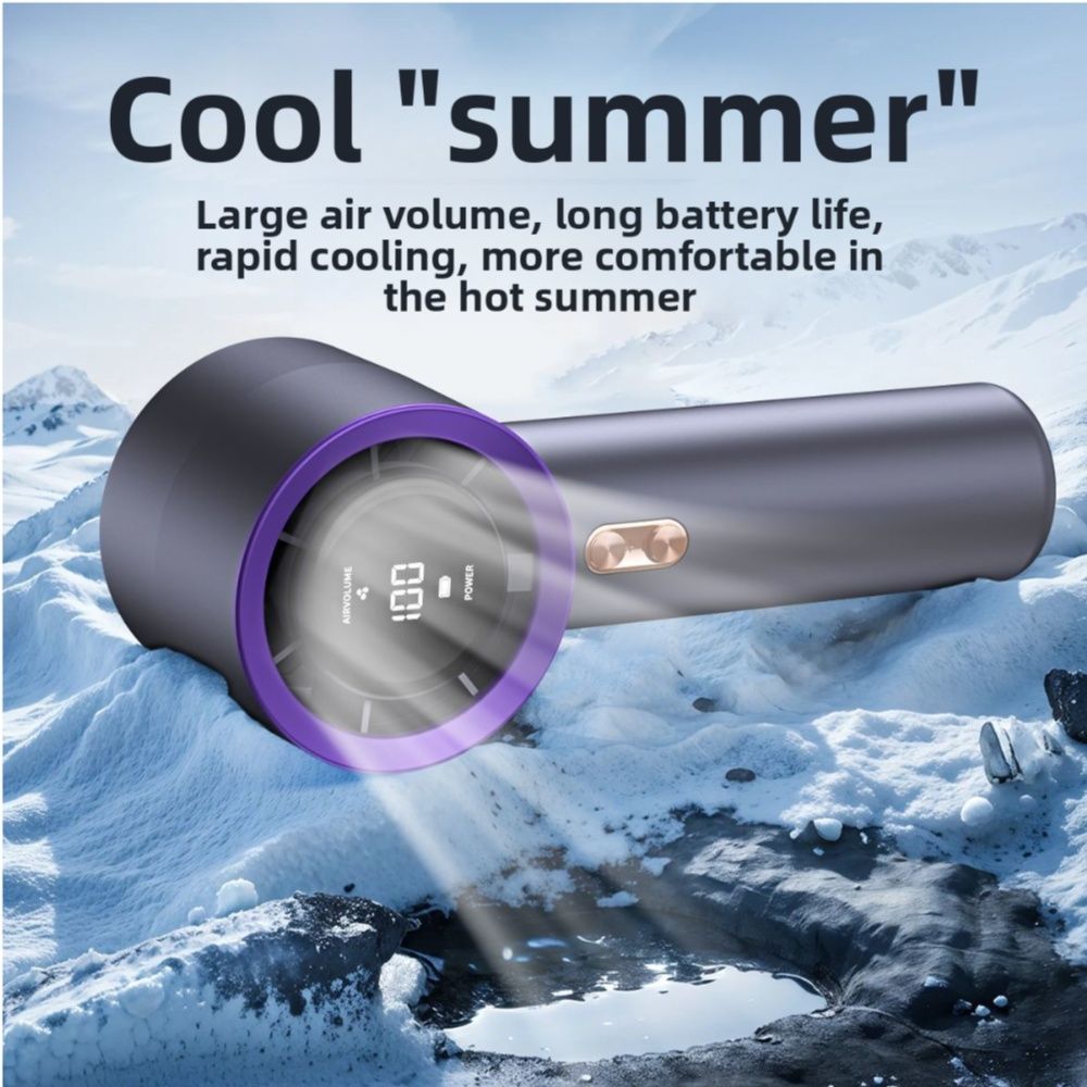 Handheld Portable Turbo Fan, Speed 1-199 Adjustable, 5H Cooling Time, Digital Display, 3000mAh Rechargeable Battery, Personal Fan for Outdoor/Home/Travel/Office