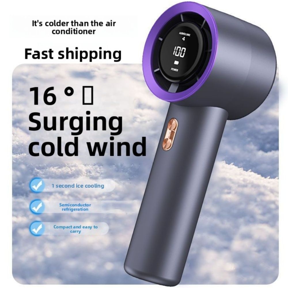 Handheld Portable Turbo Fan, Speed 1-199 Adjustable, 5H Cooling Time, Digital Display, 3000mAh Rechargeable Battery, Personal Fan for Outdoor/Home/Travel/Office