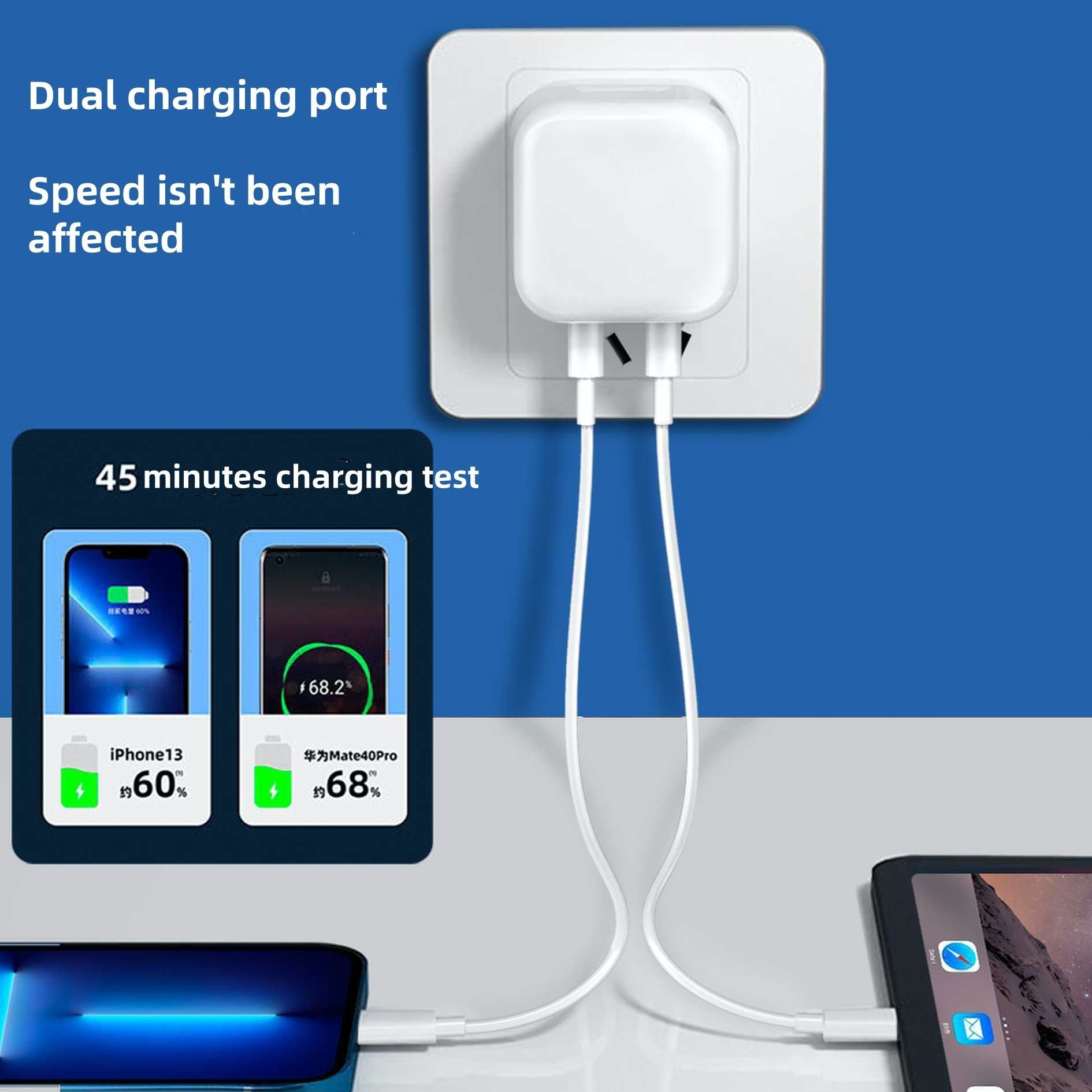 AVA 35W Micro USB-C&USB-A Fast Charger Plug – Dual Port Wall Adapter with PD 3.0 & PPS Foldable UK 3-Pin 35W High-Speed USBC Charging for iPhone 17/16/15/14, Galaxy, Pixel, iPad