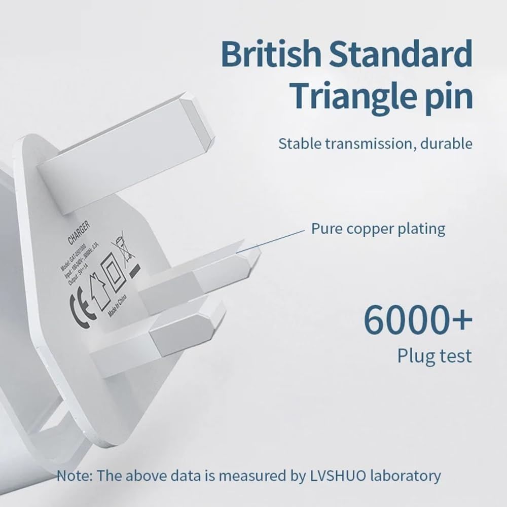 AVA 35W Micro USB-C&USB-A Fast Charger Plug – Dual Port Wall Adapter with PD 3.0 & PPS Foldable UK 3-Pin 35W High-Speed USBC Charging for iPhone 17/16/15/14, Galaxy, Pixel, iPad