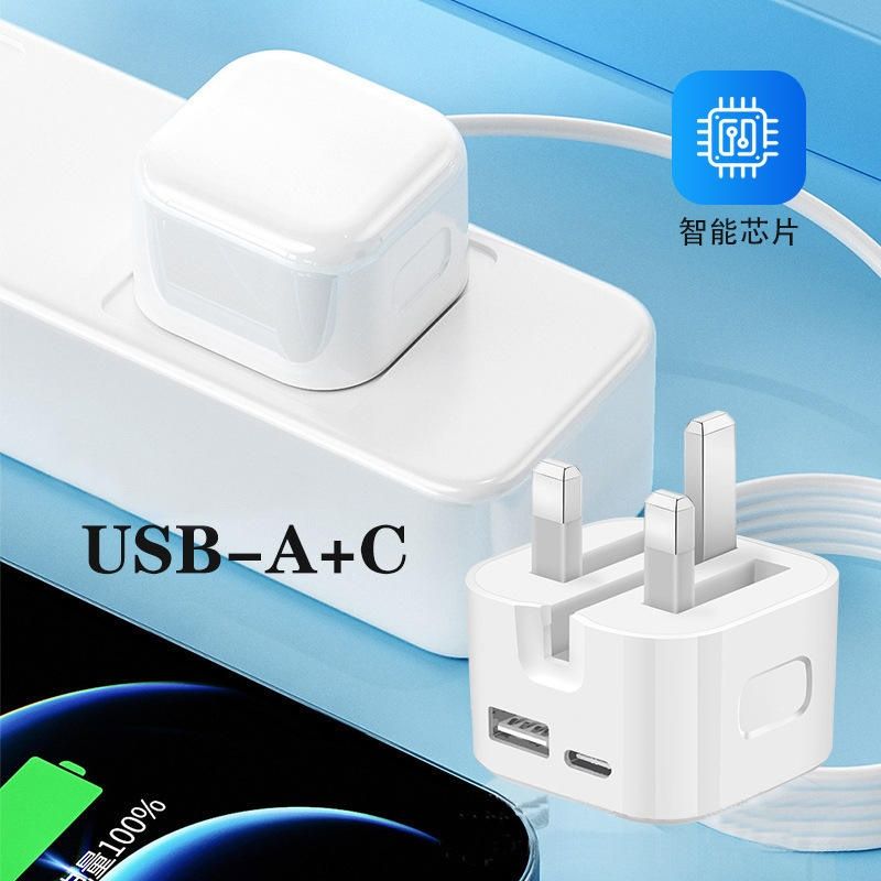 AVA 35W Micro USB-C&USB-A Fast Charger Plug – Dual Port Wall Adapter with PD 3.0 & PPS Foldable UK 3-Pin 35W High-Speed USBC Charging for iPhone 17/16/15/14, Galaxy, Pixel, iPad
