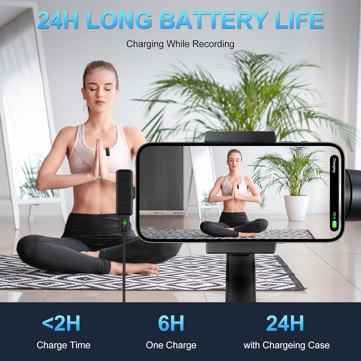 2-in-1 Microphone Wireless Bluetooth Mobile Phone Mini Microphone for Recording Video Recording YouTube/Streaming/Vlog, Noise Reduction