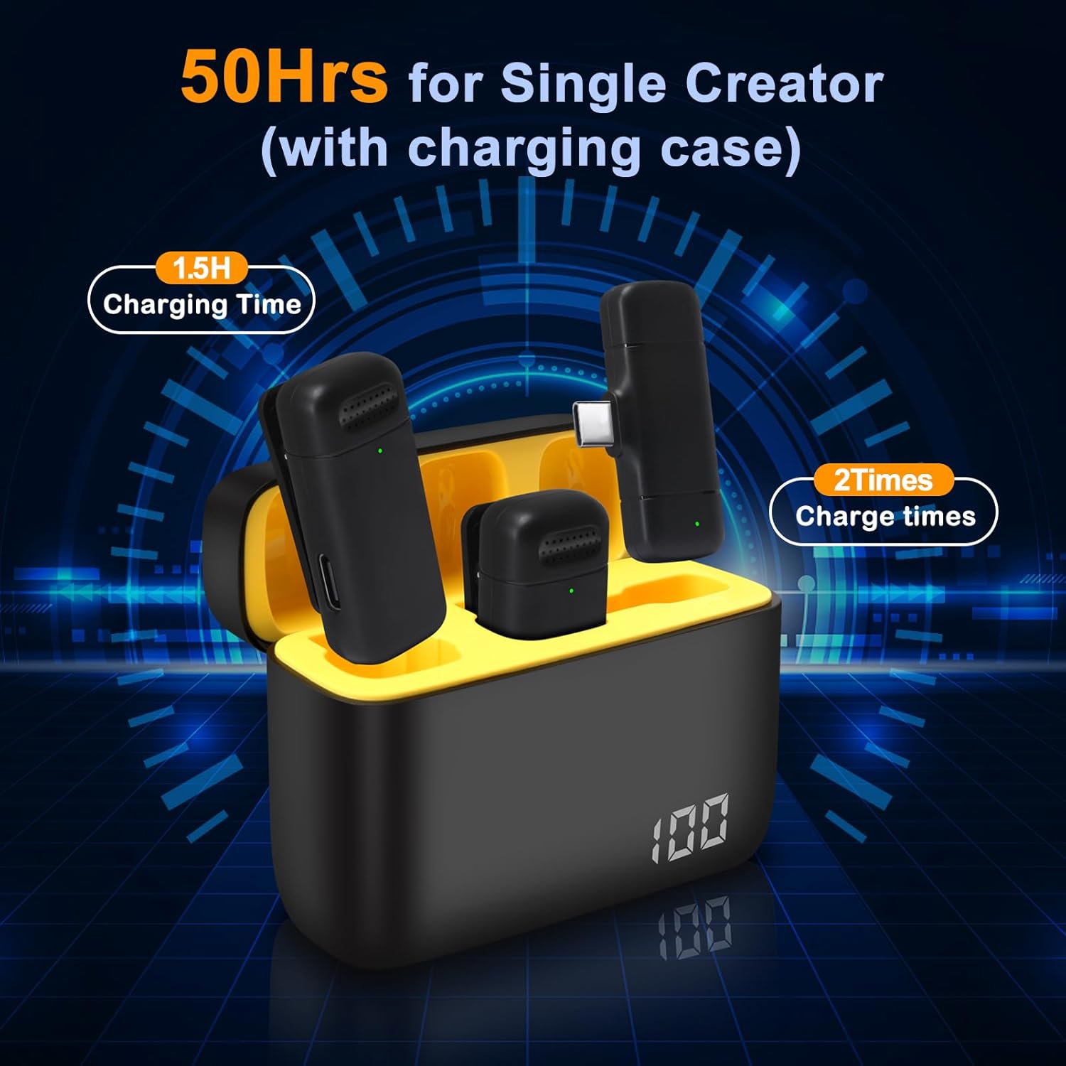 2-in-1 Microphone Wireless Bluetooth Mobile Phone Mini Microphone for Recording Video Recording YouTube/Streaming/Vlog, Noise Reduction