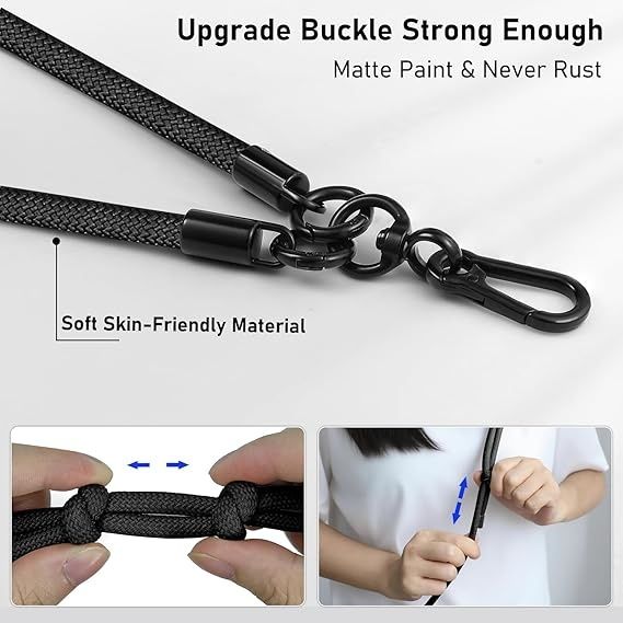 Shoulder Lanyard Strap for Mobile Phones, Camera, ID Card Holder, Badge Holder, Body Strap, Cross Body Lanyard - 8mm Diameter, 150cm Length