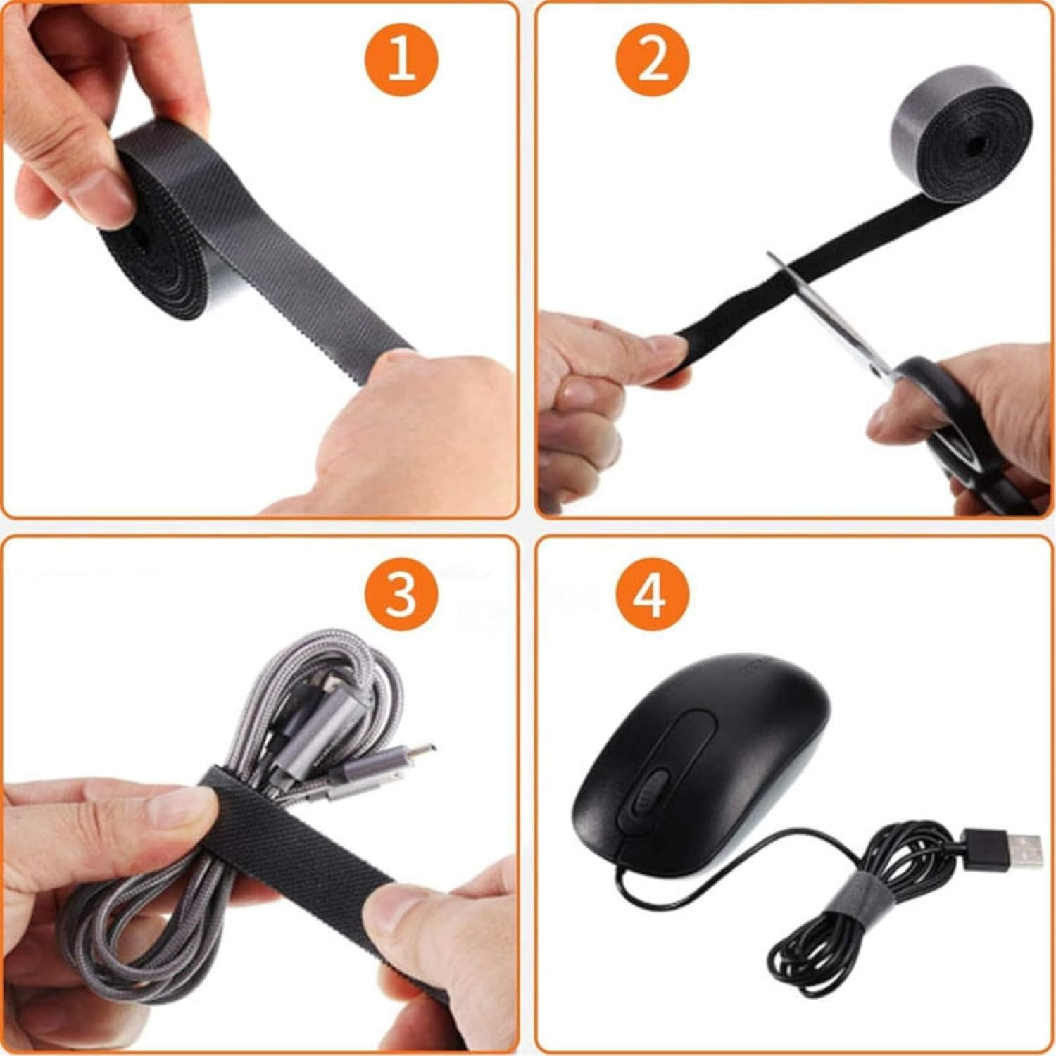 【Final Clearance】Reusable Cable Management Tie Roll, Multi-Purpose Adjustable Hook and Loop Cord Organizer for Wires, Data Cable Storage, Home Office Use,300x1.2cm