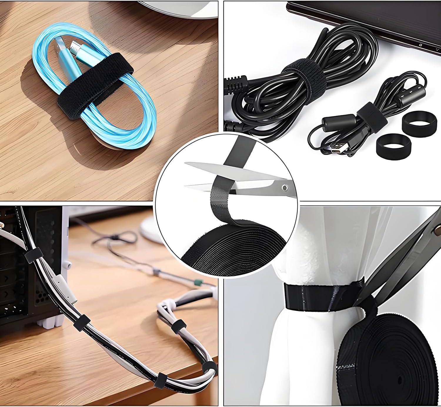 【Final Clearance】Reusable Cable Management Tie Roll, Multi-Purpose Adjustable Hook and Loop Cord Organizer for Wires, Data Cable Storage, Home Office Use,300x1.2cm