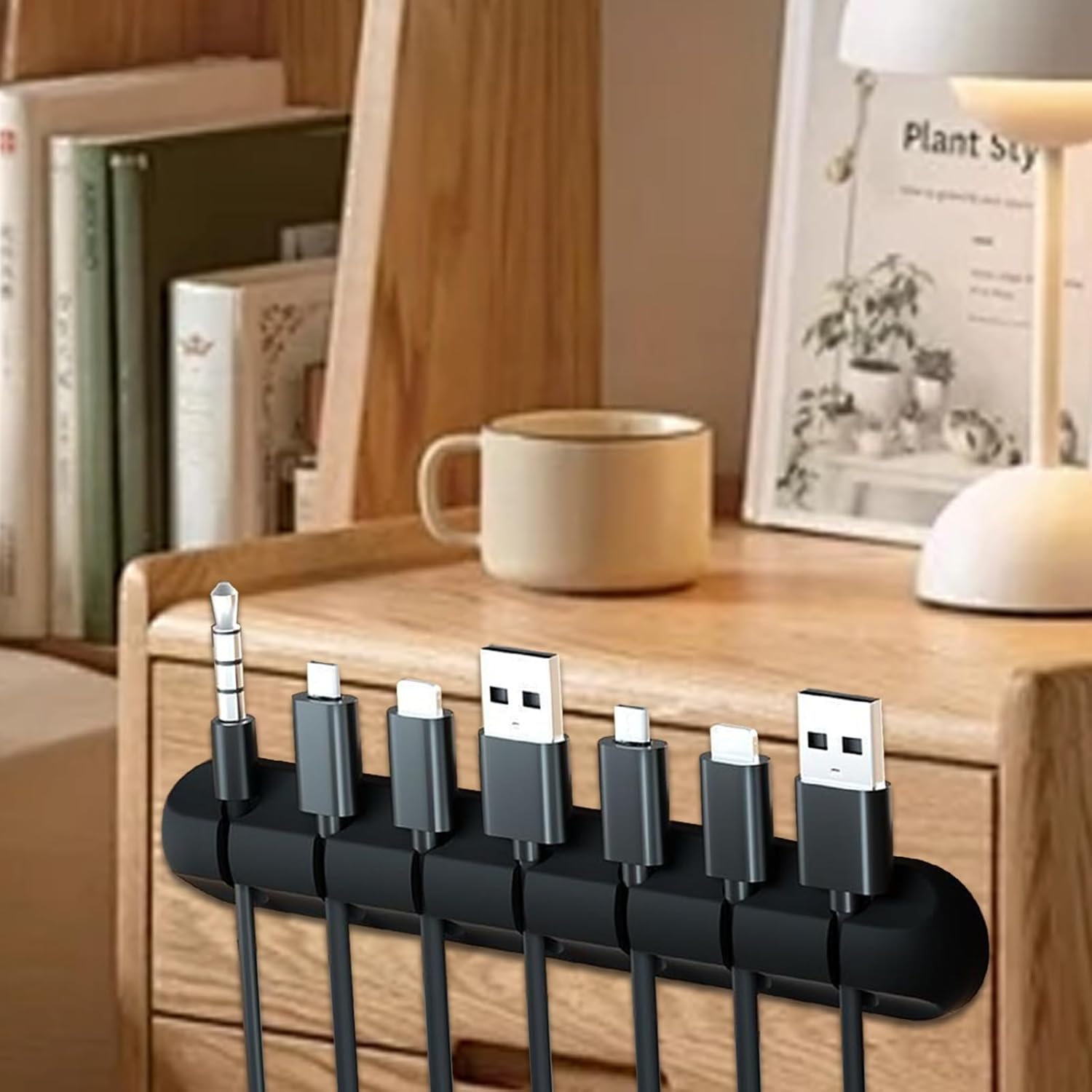 Cable Holder Clips with 7 Slots, Cable Management Charging Cord Organizer Clips Self Adhesive for Desktop USB Charging Cable Nightstand Power Cord Mouse Cable Wire PC Office Home