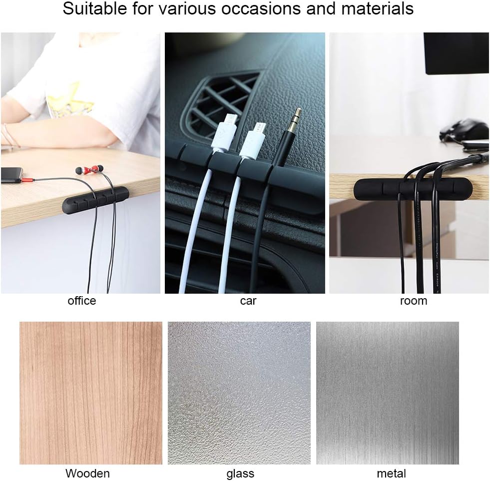 Cable Holder Clips with 7 Slots, Cable Management Charging Cord Organizer Clips Self Adhesive for Desktop USB Charging Cable Nightstand Power Cord Mouse Cable Wire PC Office Home