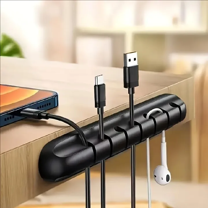 Cable Holder Clips with 7 Slots, Cable Management Charging Cord Organizer Clips Self Adhesive for Desktop USB Charging Cable Nightstand Power Cord Mouse Cable Wire PC Office Home