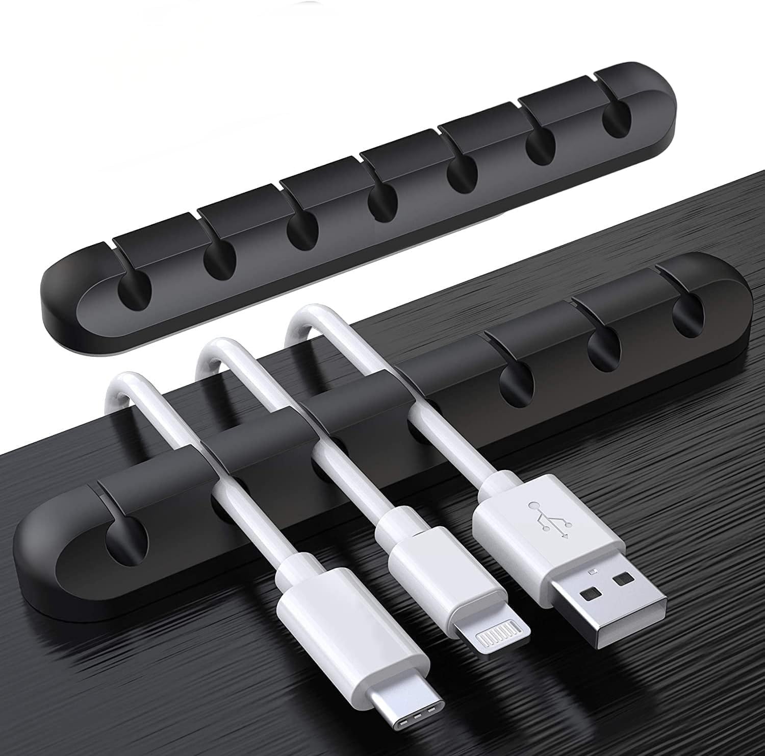 Cable Holder Clips with 7 Slots, Cable Management Charging Cord Organizer Clips Self Adhesive for Desktop USB Charging Cable Nightstand Power Cord Mouse Cable Wire PC Office Home