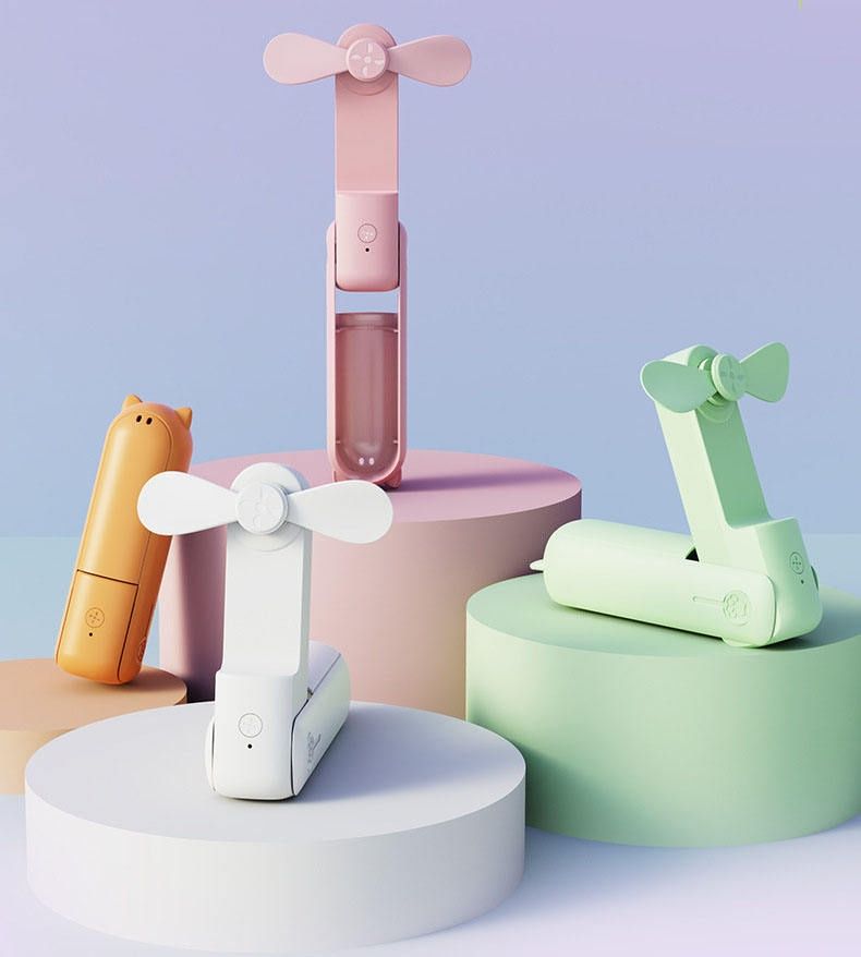 【Final Clearance】Hand Held Fan, Portable USB Rechargeable Mini Handheld Cooling Device, Folding Design, 2000 mAh Battery for Home Travel Outdoor