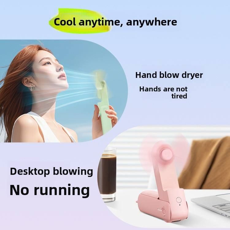 【Final Clearance】Hand Held Fan, Portable USB Rechargeable Mini Handheld Cooling Device, Folding Design, 2000 mAh Battery for Home Travel Outdoor