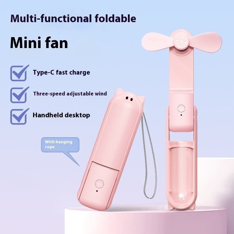 【Final Clearance】Hand Held Fan, Portable USB Rechargeable Mini Handheld Cooling Device, Folding Design, 2000 mAh Battery for Home Travel Outdoor
