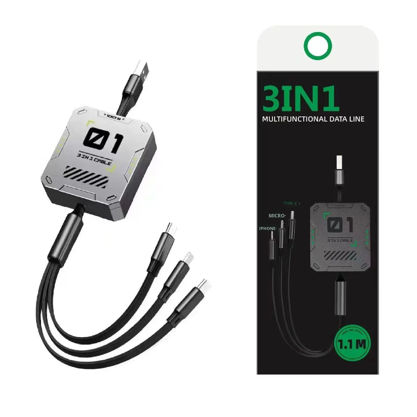 【Final Clearance】100W,Multi Charging Cable Fast Charge,USB C Multi Charging Cable,Charging Cables for Multiple Devices,120cm Retractable USB Cable,Suitable for Mobile Phone,Laptop,Car,Travel