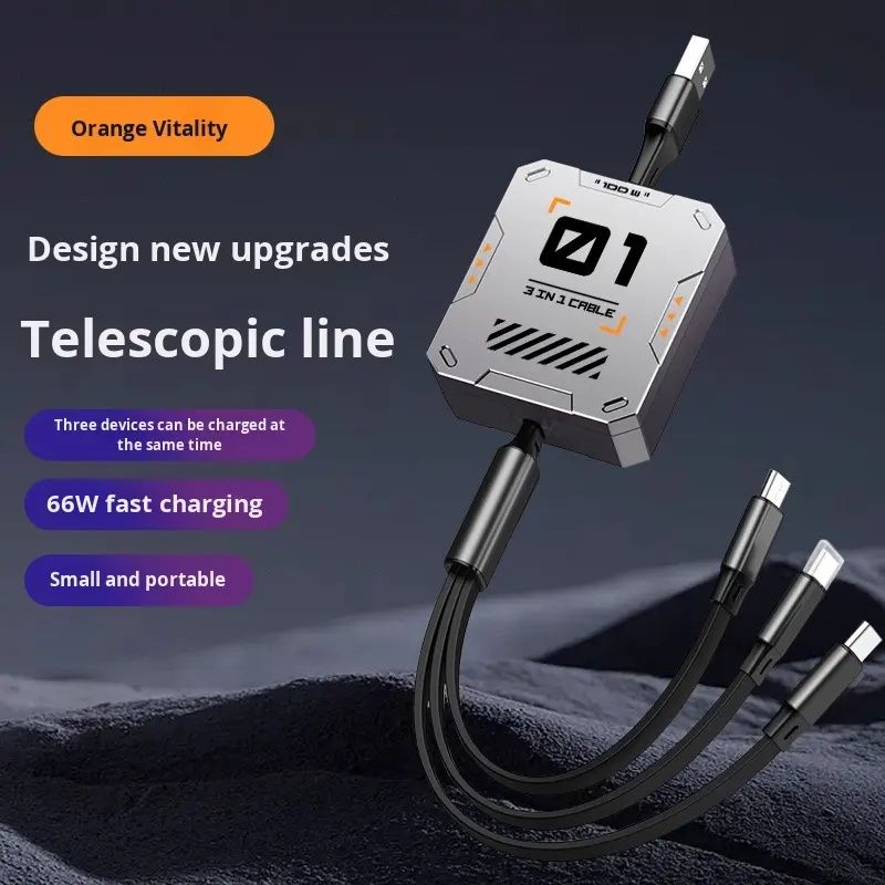 【Final Clearance】100W,Multi Charging Cable Fast Charge,USB C Multi Charging Cable,Charging Cables for Multiple Devices,120cm Retractable USB Cable,Suitable for Mobile Phone,Laptop,Car,Travel