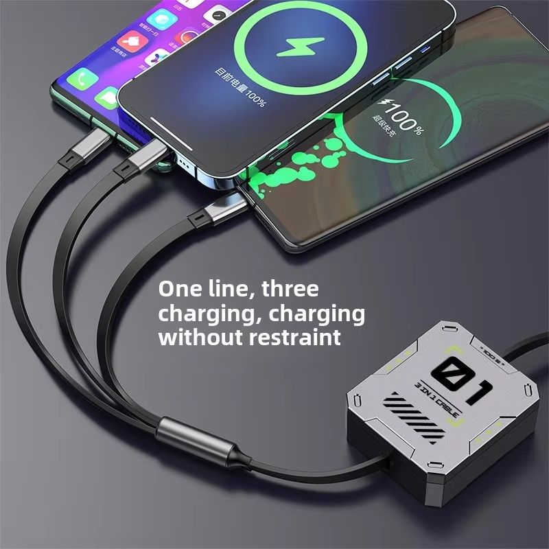 【Final Clearance】100W,Multi Charging Cable Fast Charge,USB C Multi Charging Cable,Charging Cables for Multiple Devices,120cm Retractable USB Cable,Suitable for Mobile Phone,Laptop,Car,Travel