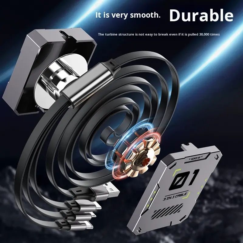 【Final Clearance】100W,Multi Charging Cable Fast Charge,USB C Multi Charging Cable,Charging Cables for Multiple Devices,120cm Retractable USB Cable,Suitable for Mobile Phone,Laptop,Car,Travel