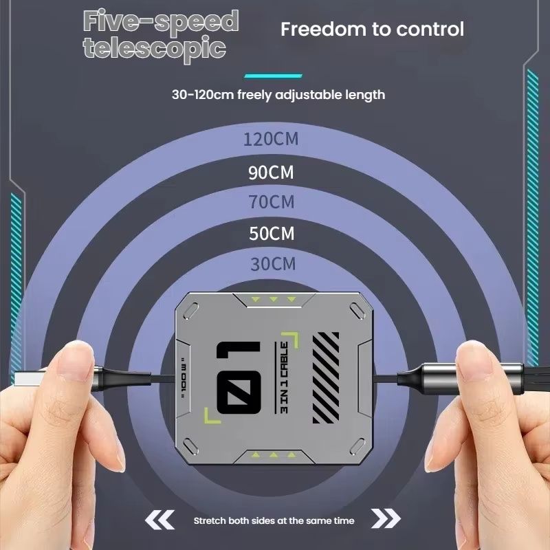 【Final Clearance】100W,Multi Charging Cable Fast Charge,USB C Multi Charging Cable,Charging Cables for Multiple Devices,120cm Retractable USB Cable,Suitable for Mobile Phone,Laptop,Car,Travel