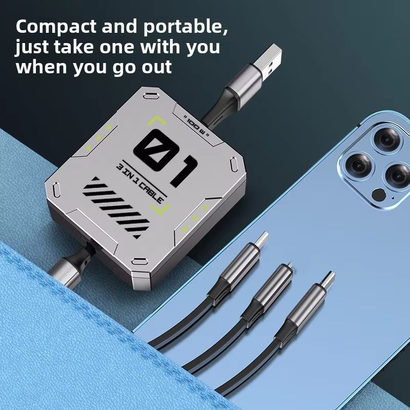 【Final Clearance】100W,Multi Charging Cable Fast Charge,USB C Multi Charging Cable,Charging Cables for Multiple Devices,120cm Retractable USB Cable,Suitable for Mobile Phone,Laptop,Car,Travel