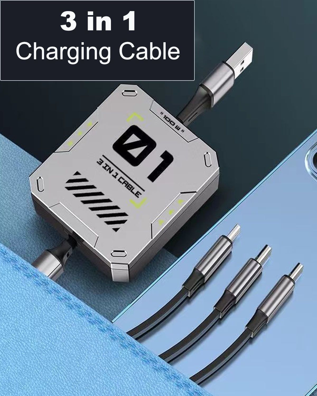 【Final Clearance】100W,Multi Charging Cable Fast Charge,USB C Multi Charging Cable,Charging Cables for Multiple Devices,120cm Retractable USB Cable,Suitable for Mobile Phone,Laptop,Car,Travel