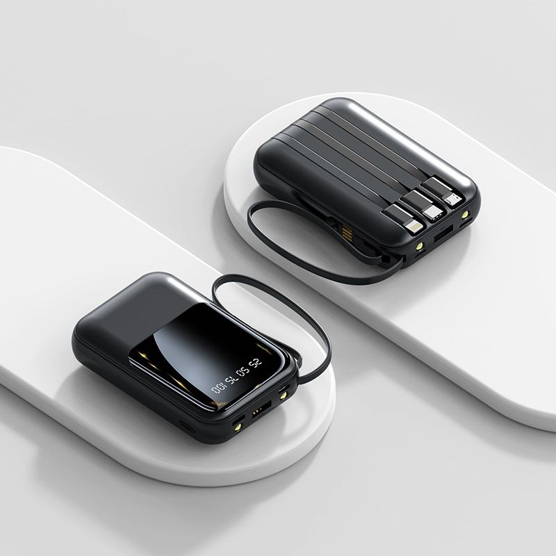 20000mAh Mini Cute 20W Fast Charging Multifunctional Power Bank, Large Capacity Rechargeable Portable Mobile Phone Charger, Built-in 4 Cables, Ultra-bright LED Lights, Outdoor Travel Battery Packs