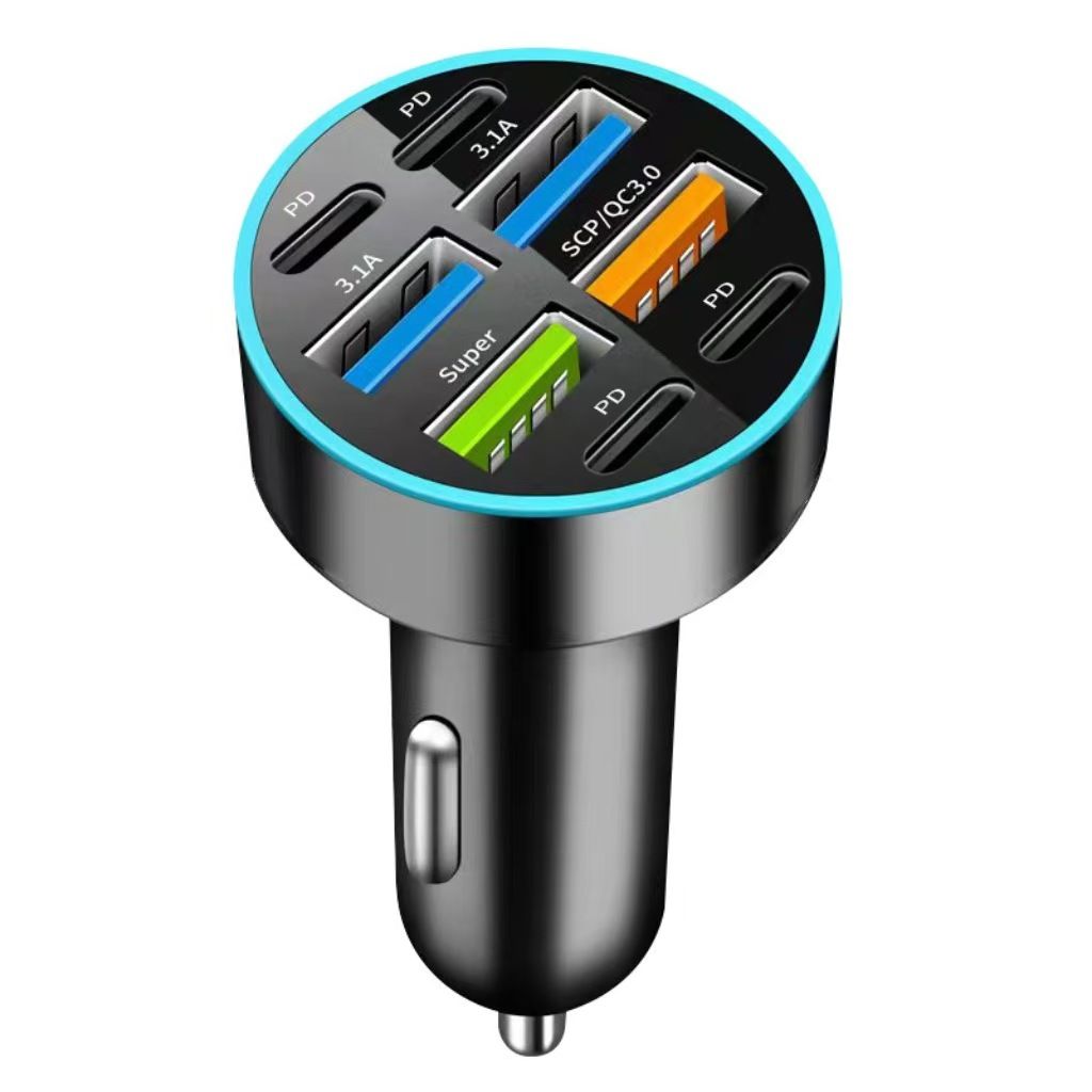 6/8 Ports Fast Car Charger with Voltage Monitor,Car Cigarette Lighter USB Charger (PD+QC3.0) Compatible with iphone13/14/15 & Most Android Models,Car Must Haves USB C Car Charger