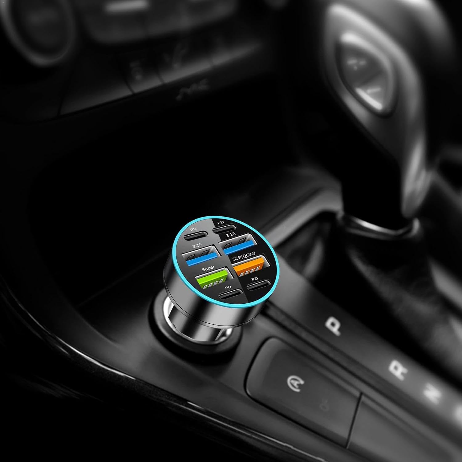 6/8 Ports Fast Car Charger with Voltage Monitor,Car Cigarette Lighter USB Charger (PD+QC3.0) Compatible with iphone13/14/15 & Most Android Models,Car Must Haves USB C Car Charger