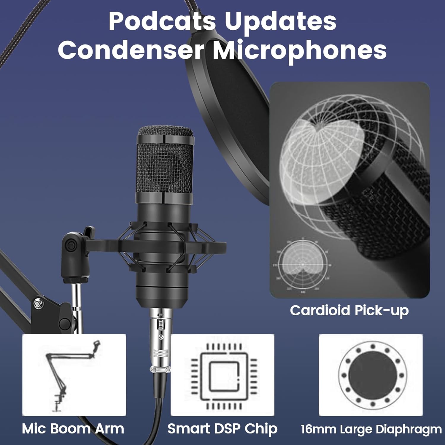 Podcast Equipment Bundle, Recording Studio Package with Podcast Microphone and Voice Changer, Live Sound Card - Audio Interface for Laptop Computer Vlog Living Broadcast Live Streaming YouTube TikTok