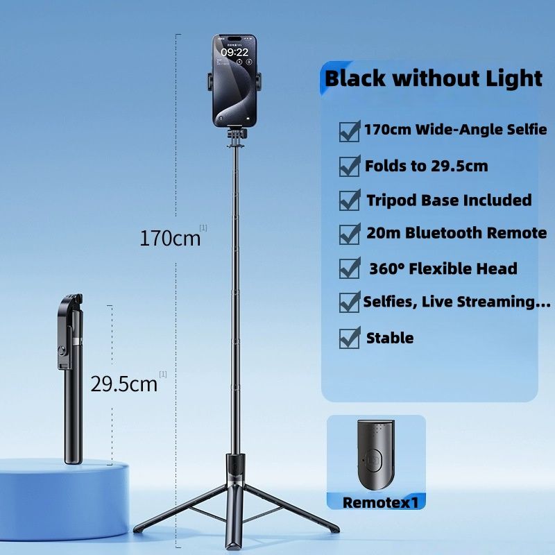 170cm Phone Tripod,Tripod with Fill Light and Remote,Aluminum Selfie Stick Phone Stand Compatible with Cell Phone/Camera/Ring Light/DJI/GoPro