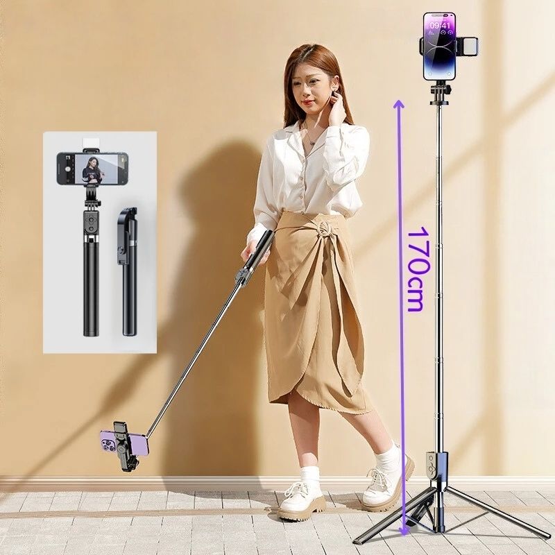 170cm Phone Tripod,Tripod with Fill Light and Remote,Aluminum Selfie Stick Phone Stand Compatible with Cell Phone/Camera/Ring Light/DJI/GoPro