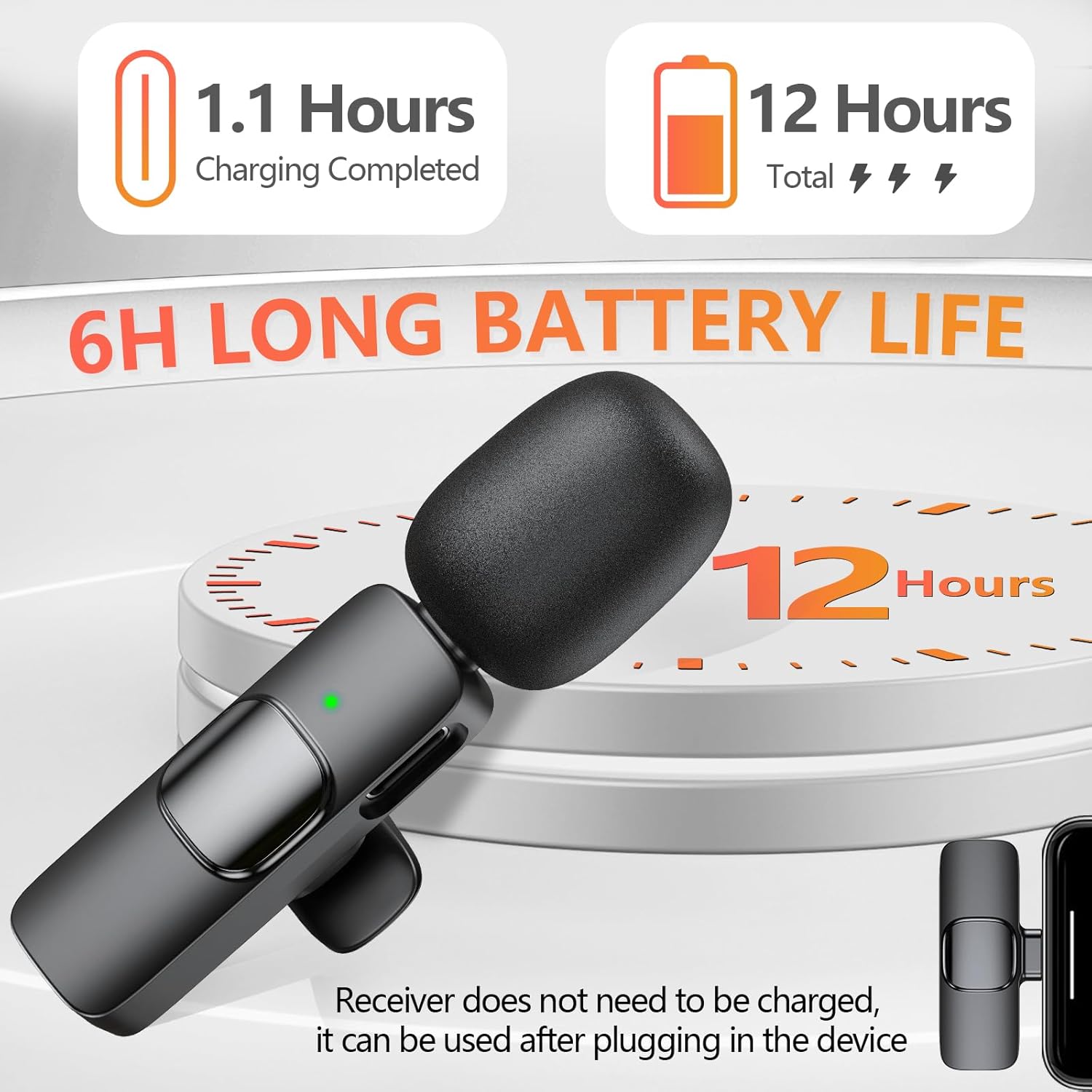 Wireless Microphone for iPhone, Android Phone, Laptop, 2 Pack Lavalier Microphone for Video Recording, Mini Mics with Noise Reduction for Podcast YouTube TikTok Vlog