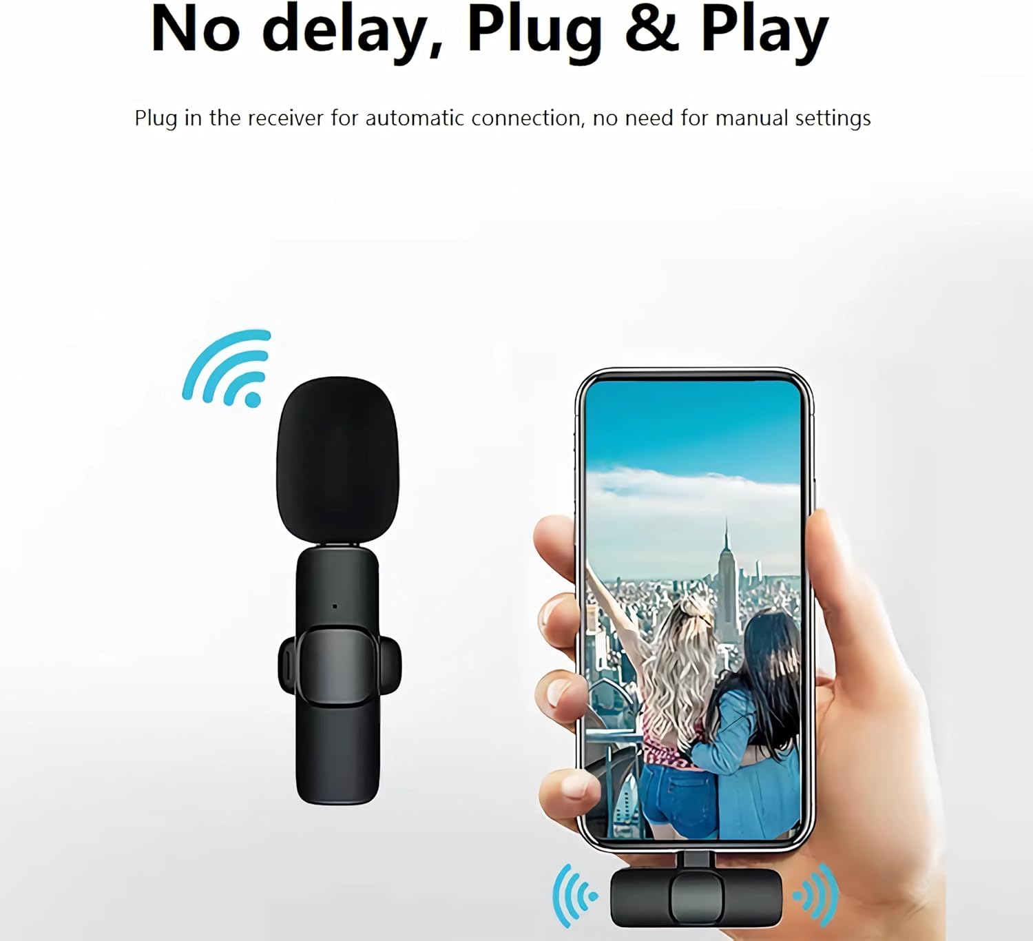 Wireless Microphone for iPhone, Android Phone, Laptop, 2 Pack Lavalier Microphone for Video Recording, Mini Mics with Noise Reduction for Podcast YouTube TikTok Vlog