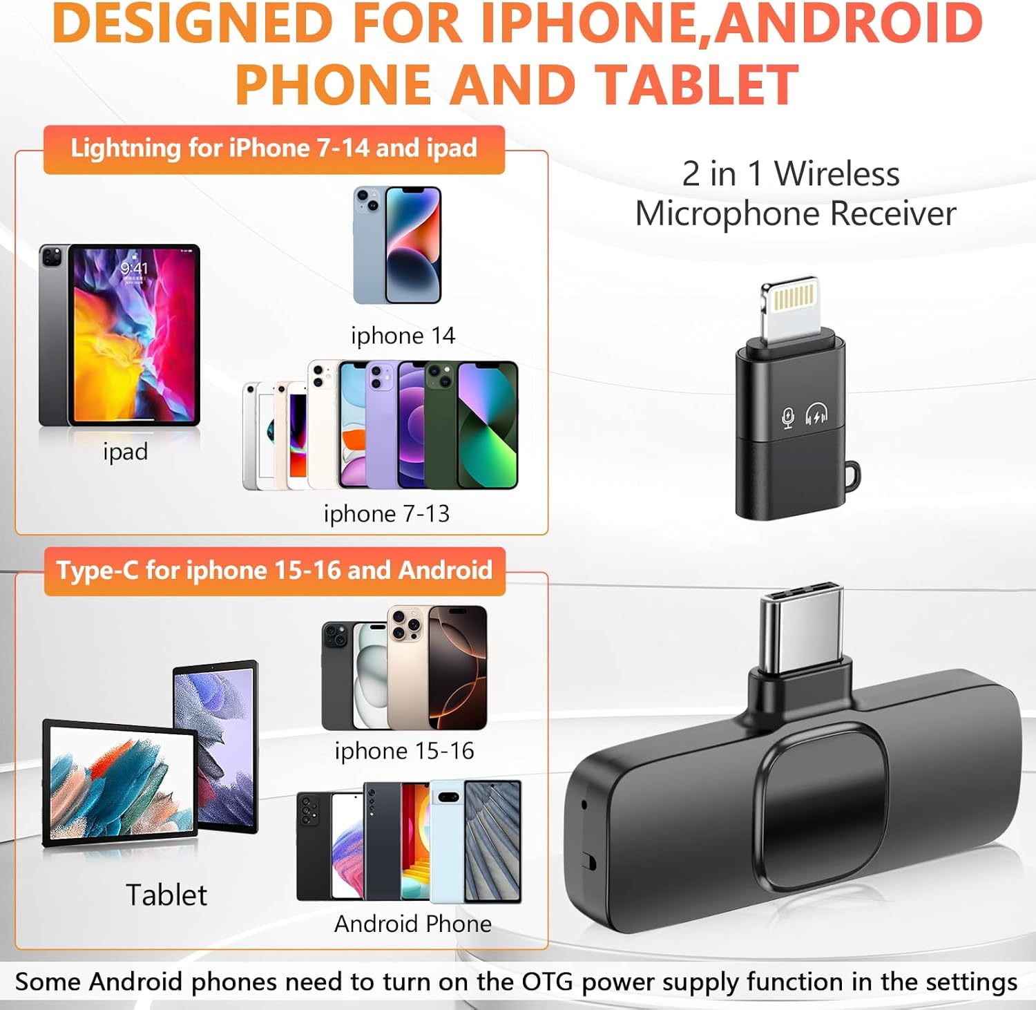 Wireless Microphone for iPhone, Android Phone, Laptop, 2 Pack Lavalier Microphone for Video Recording, Mini Mics with Noise Reduction for Podcast YouTube TikTok Vlog