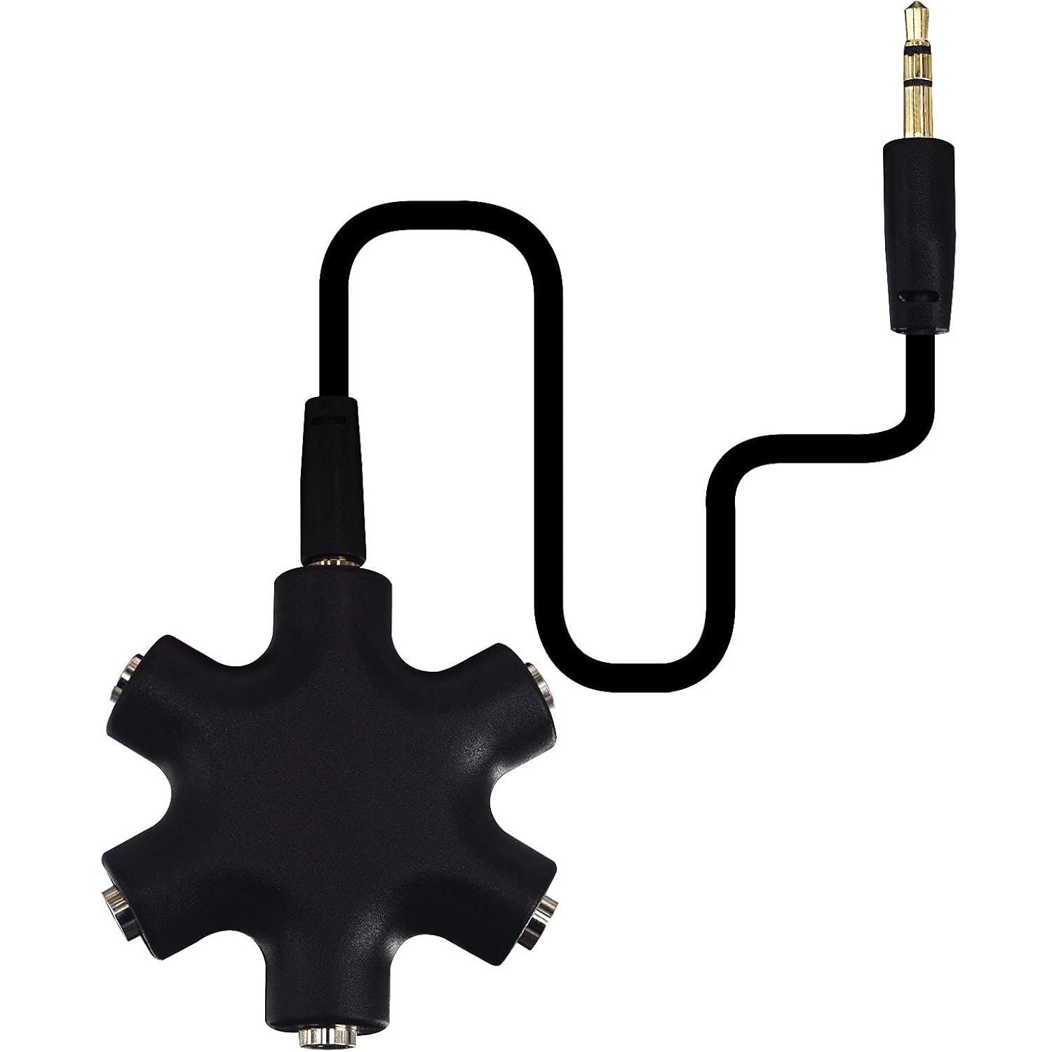 Headphone Splitter - 5-Jack 3.5mm Audio Stereo Adapter for Headsets, Earbuds, Earphones - 1 Male to 4 Female With Stereo Cable
