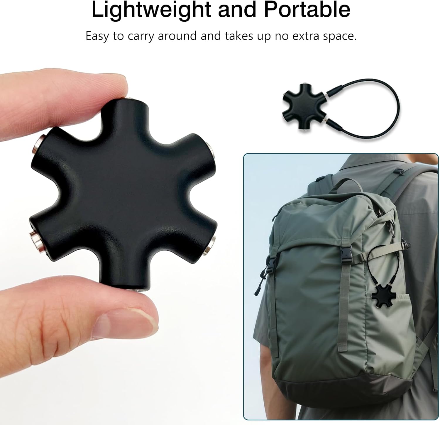 Headphone Splitter - 5-Jack 3.5mm Audio Stereo Adapter for Headsets, Earbuds, Earphones - 1 Male to 4 Female With Stereo Cable