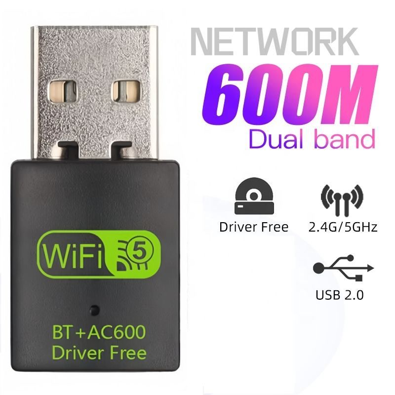 USB WiFi Bluetooth Adapter,150/600Mbps Single/Dual Band 2.4/5GHz Wireless Network Card, USB WiFi Dongle for PC/Laptop/Desktop, Support Windows XP/7/8.1/10