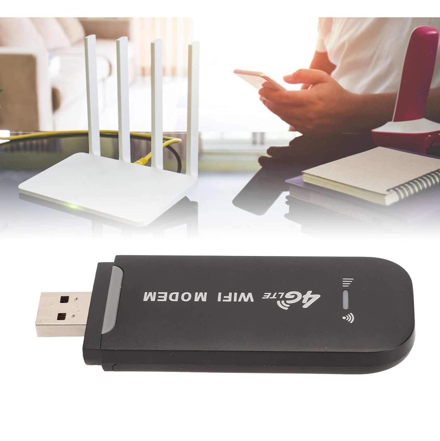 4G LTE USB WiFi Router Modem Dongle, Mobile WiFi Hotspot with SIM Card Slot, Connect Up to 10 Devices, 150Mbps High Speed for Tablet Laptop Phone PC Computers TV