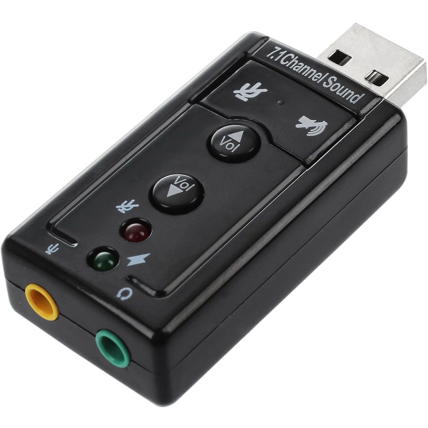 Hi-Speed USB 2.0 7.1-Channel Virtual USB 3D Stereo Audio Adapter External Sound Card with 3.5 mm Audio and Microphone Ports, Internal Amplifier and Volume Controls