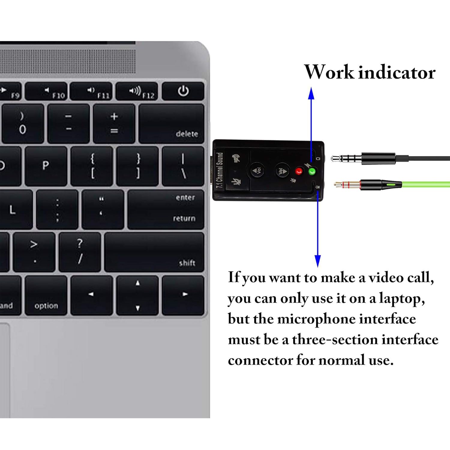 Hi-Speed USB 2.0 7.1-Channel Virtual USB 3D Stereo Audio Adapter External Sound Card with 3.5 mm Audio and Microphone Ports, Internal Amplifier and Volume Controls